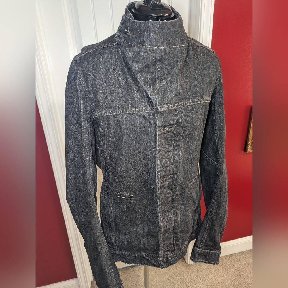 Rick Owens DRKSHDW Tilted Neck Wax Denim Jacket XL